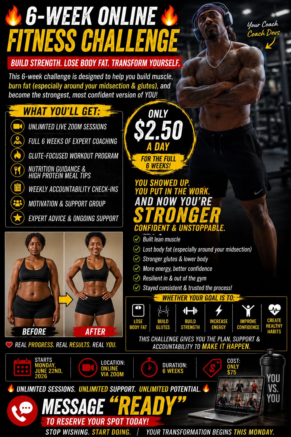 6-Week Online Fitness Challenge with Coach Devs — starts Monday June 22nd, 2026